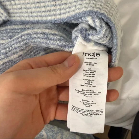 Maje Blue Checkered Sequin Malony Cardigan NWOT - Picture 4 of 4